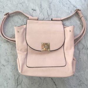 Baby Pink Faux Leather Backpack